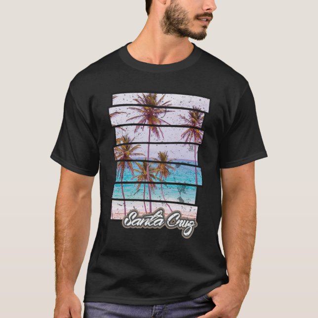Camiseta Isla retra de la puesta del sol de California de (Anverso)
