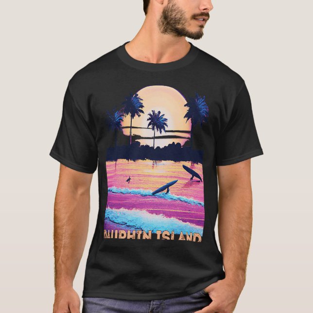 Camiseta Isla Retro Dauphin Surf de recuerdo de Alabama (Anverso)
