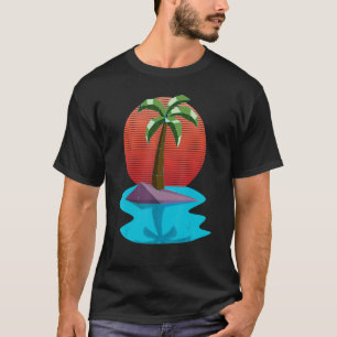 Camiseta Isla Retro Palm Tree Synthwave Sunset Paradise