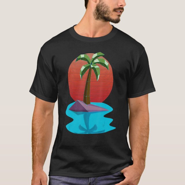 Camiseta Isla Retro Palm Tree Synthwave Sunset Paradise (Anverso)