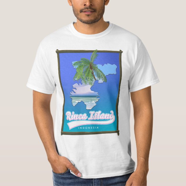 Camiseta Isla Rinca, Indonesia, mapa de viajes (Anverso)