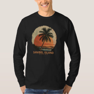 Camiseta Isla Sanibel FL Florida Palm Trees Sunset Beach