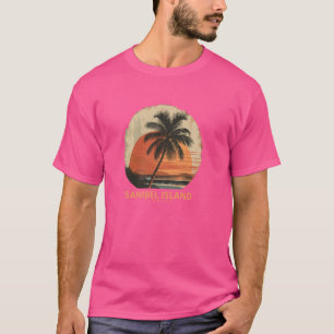 Camiseta Isla Sanibel FL Florida Palm Trees Sunset Beach