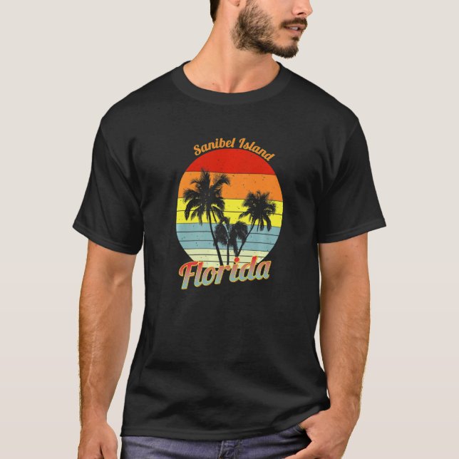 Camiseta Isla Sanibel Florida Palmeras Tropicales Retro V (Anverso)
