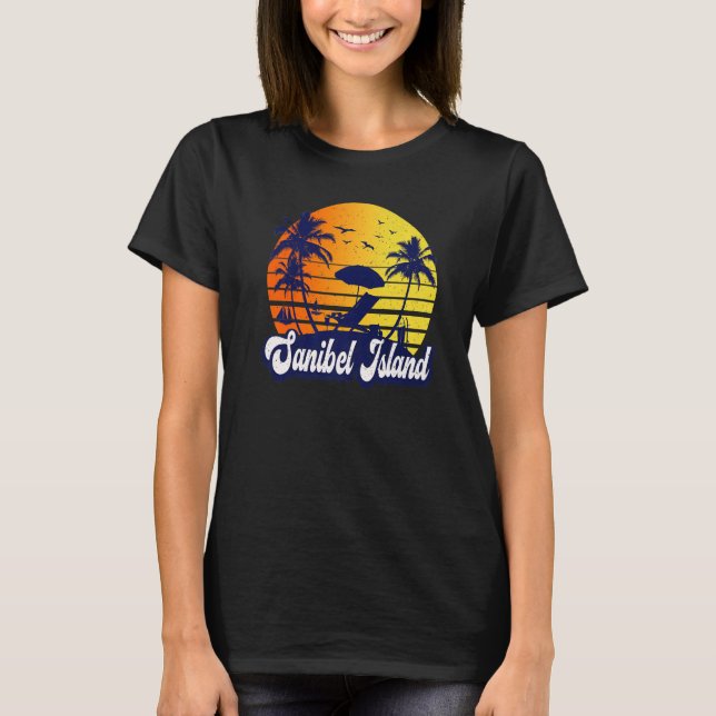 Camiseta Isla Sanibel Florida Sunset Beach Retro Premium (Anverso)