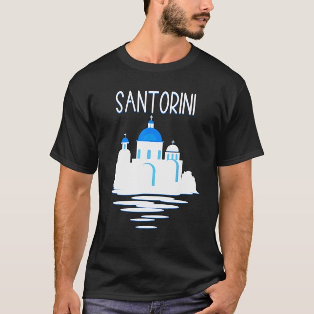 Camiseta Isla Santorini Grecia Isla Ellada Vertical Griega (Anverso)