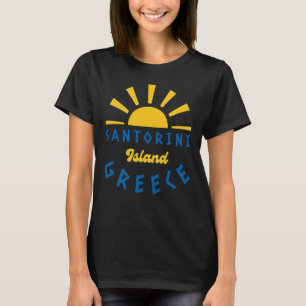 Camiseta Isla Santorini, Grecia - Negro femenino Sunshine