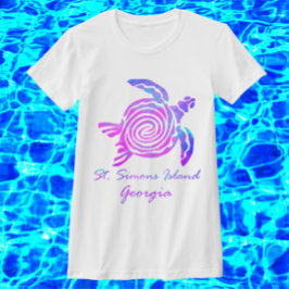 Camiseta Isla St. Simons GA Vibrante Tortuga marina