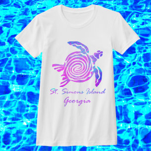 Camiseta Isla St. Simons GA Vibrante Tortuga marina