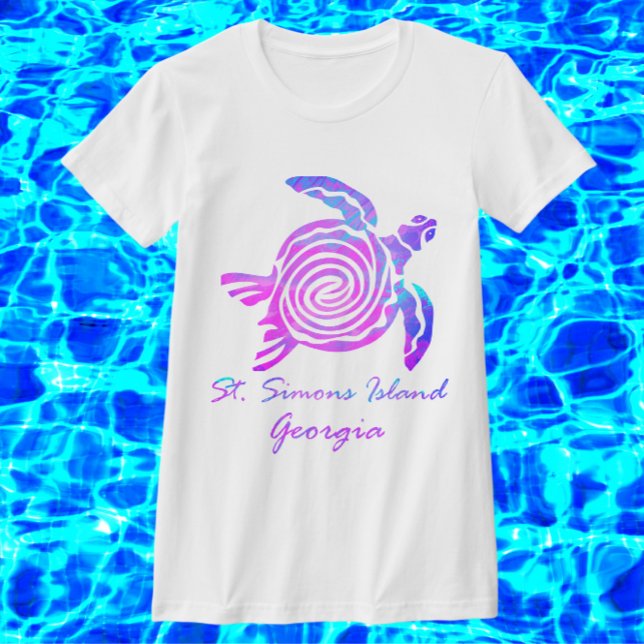 Camiseta Isla St. Simons GA Vibrante Tortuga marina (Subido por el creador)
