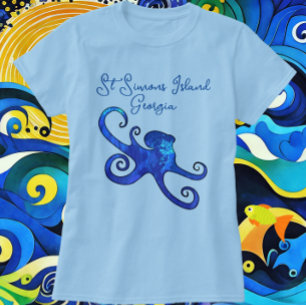 Camiseta Isla St. Simons Opulpo azul de Georgia