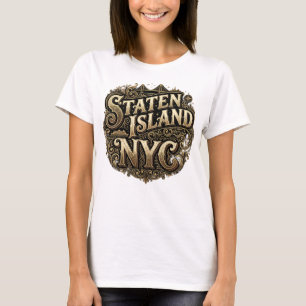 Camiseta Isla Staten Ferry Bridge de Nueva York Arte Dorado