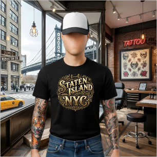 Camiseta Isla Staten NYC Ornado Arte del Puente del Ferry d