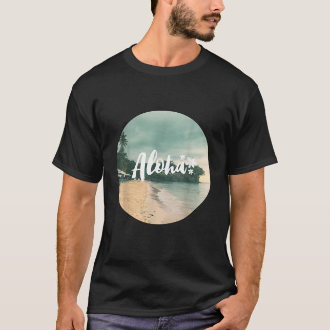 Camiseta Isla Tropical Aloha Beach Retro Hawái (Anverso)