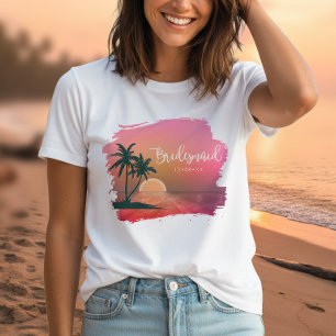 Camiseta Isla Tropical Amanecer Dama de Honor Rosa ID581