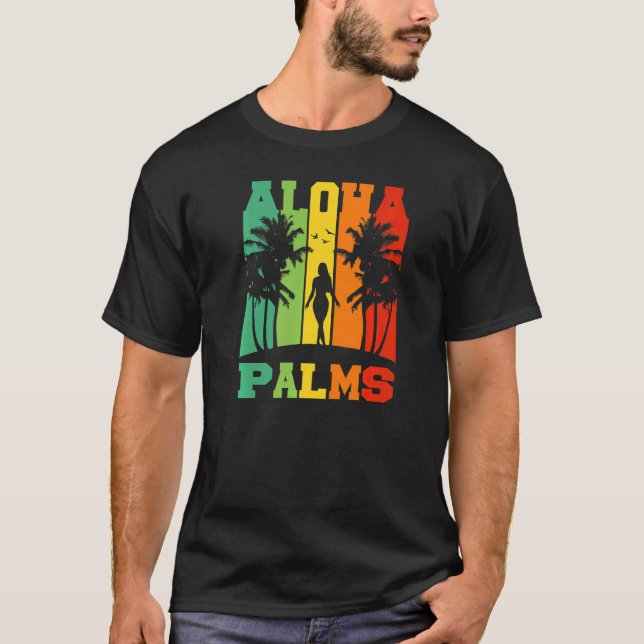 Camiseta Isla Tropical de Aloha Palms Fiesta Hawaii (Anverso)
