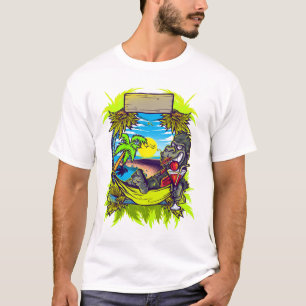Camiseta Isla tropical gorila de colores extravagantes
