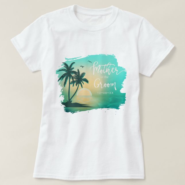 Camiseta Isla Tropical Madre del Groom DNI581 Verde azulado (Diseño del anverso)