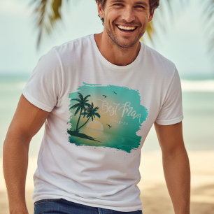 Camiseta Isla Tropical Mejor Hombre Azul ID581