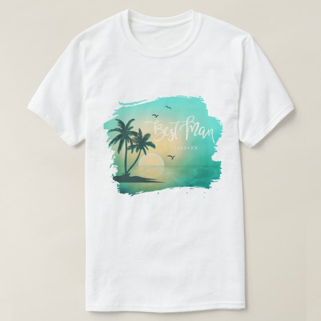 Camiseta Isla Tropical Mejor Hombre Verde azulado ID581 (Diseño del anverso)