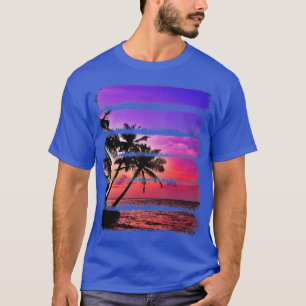 Camiseta Isla Tropical Palm Trees Sunset Ola de Playa Oceán