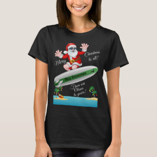 Camiseta Isla Tropical Sandy Beach Surfing Santa Christma