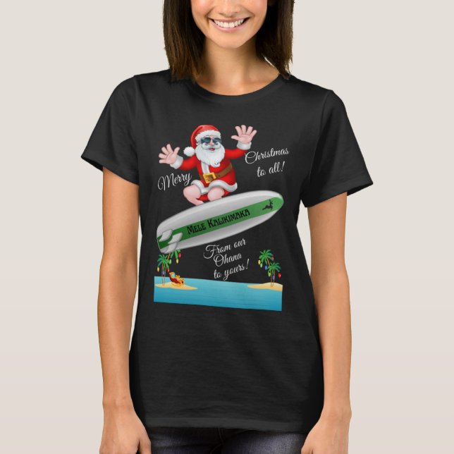 Camiseta Isla Tropical Sandy Beach Surfing Santa Christma (Anverso)