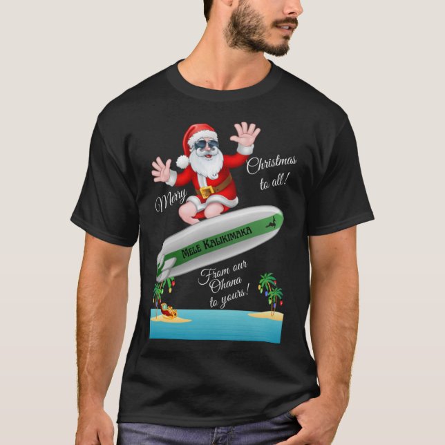 Camiseta Isla Tropical Sandy Beach Surfing Santa Christma (Anverso)