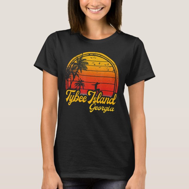 Camiseta Isla Tybee Georgia Beach Palm Tree Summer Vacati (Anverso)