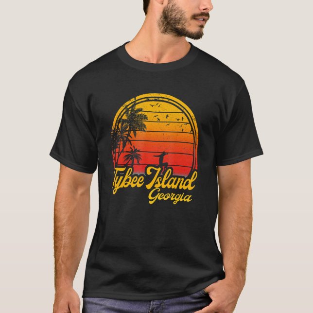 Camiseta Isla Tybee Georgia Beach Palm Tree Summer Vacati (Anverso)