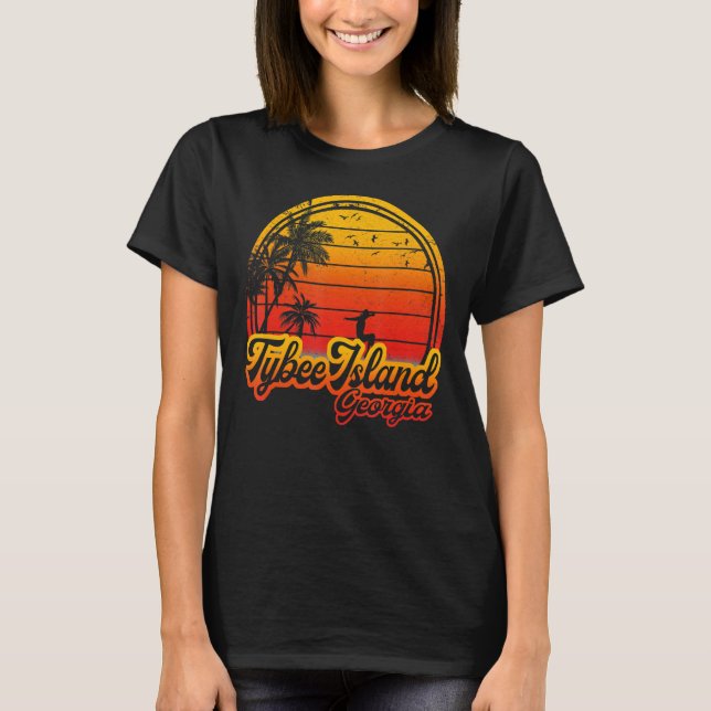 Camiseta Isla Tybee Georgia Beach Palm Tree Summer Vacati (Anverso)