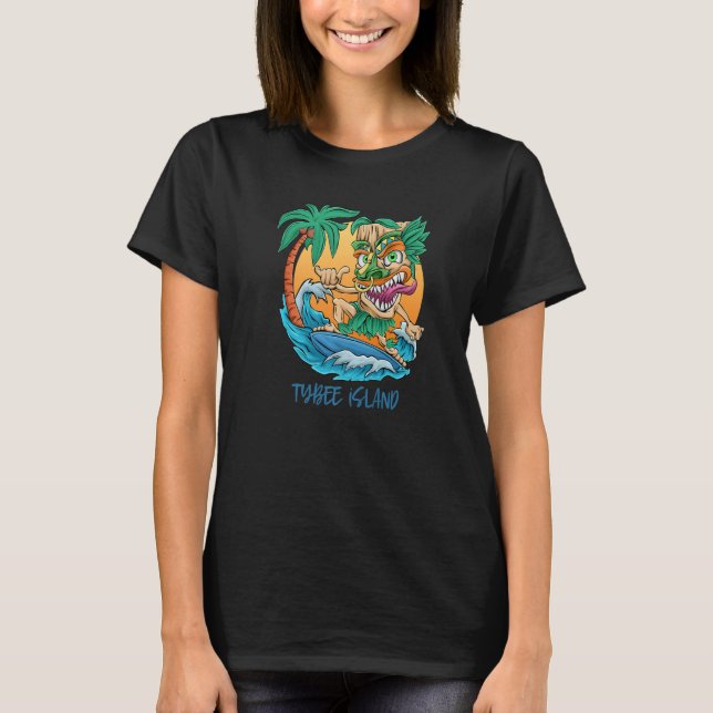 Camiseta Isla Tybee Georgia Vacaciones Surfing Tiki Man Bea (Anverso)