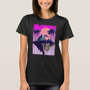 Camiseta Isla Volante Estética De Vaporwave Con Palmas Y B