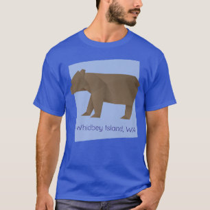 Camiseta Isla Whidbey Marrón Origami Bear Resumen Geometro