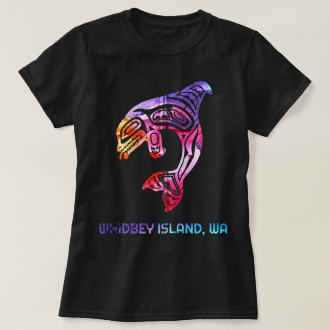 Camiseta Isla Whidbey Washington Nativo Estadounidense Orca (Diseño del anverso)