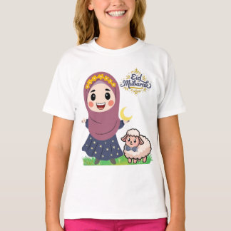 Camiseta islámica de niña con oveja Cute Eid Mubar