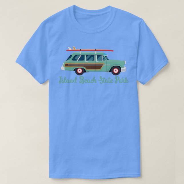 Camiseta Island Beach State Park NJ Retro Surf Wagon (Diseño del anverso)