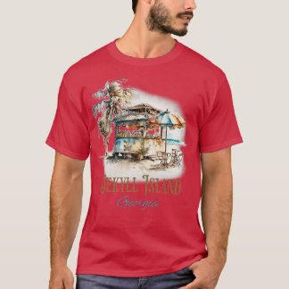 Camiseta Island GA Tiki Bar Beach Watercolor Design TShirt