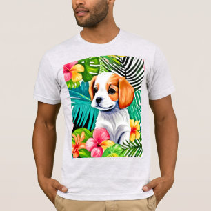 Camiseta Island Puppy: Un Amigo Floral