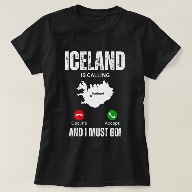 Camiseta islandia llama y debo irme (Diseño del anverso)