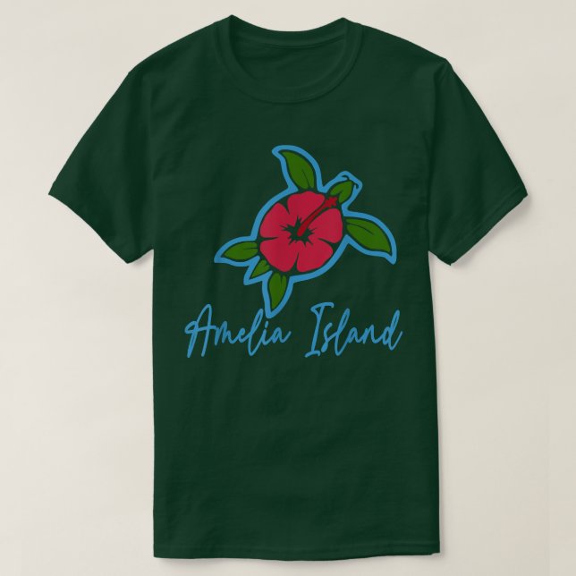 Camiseta Islas Amelia 2022 Flores tropicales de tortuga mar (Diseño del anverso)