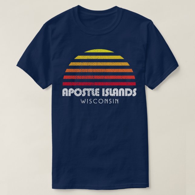 Camiseta Islas Apostales Wisconsin Retro Sunset (Diseño del anverso)