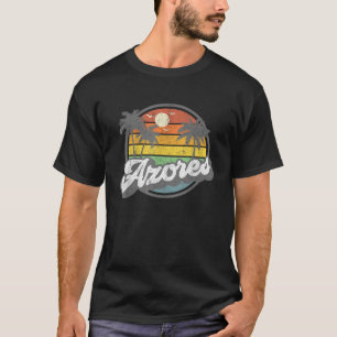 Camiseta Islas Azores Portugal Islas Vírgenes Palmeras Retr