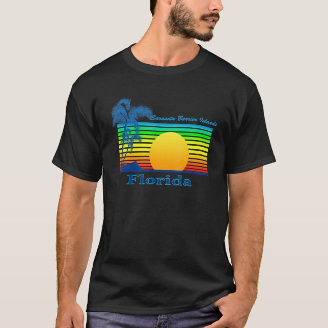 Camiseta Islas Barrier Sarasota Esté retro Tropical en Flor (Anverso)
