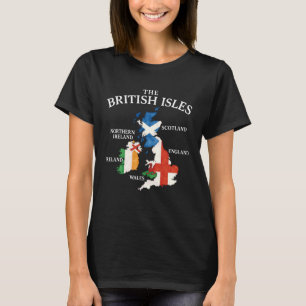 Camiseta Islas Británicas Mar Irlanda Escocia Gales Inglate