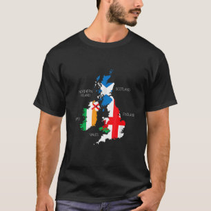 Camiseta Islas Británicas Mar Irlanda Escocia Gales Inglate