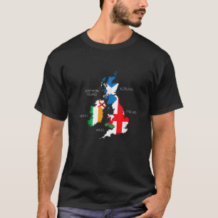 Camiseta Islas Británicas Mar Irlanda Escocia Gales Inglate