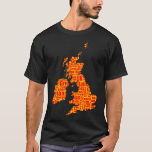 Camiseta Islas británicas tipográficas - Amber y Red