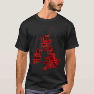 Camiseta Islas Británicas tipográficas - Rojo y Negro.