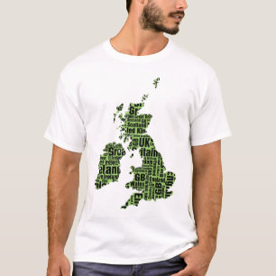 Camiseta Islas británicas tipográficas - verde y negro
